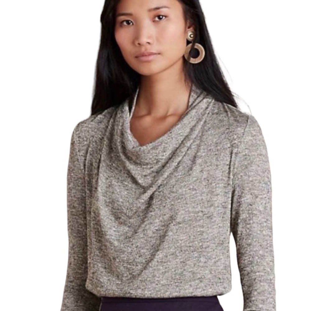 Anthropologie Deletta Metallic Cowl Neck Sweater - S